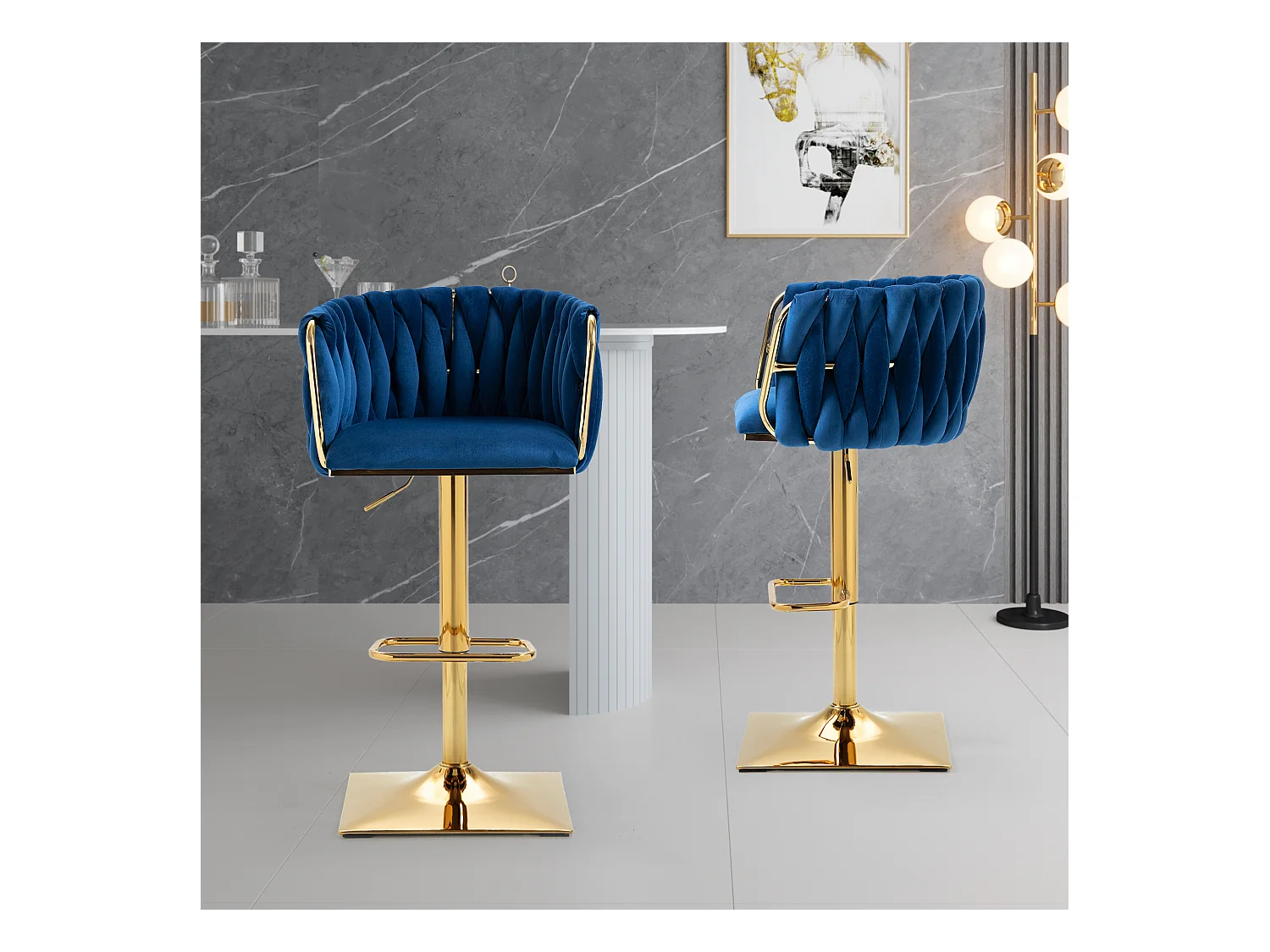 Chaises de bar vintage avec dossier et repose-pieds, chaises de comptoir