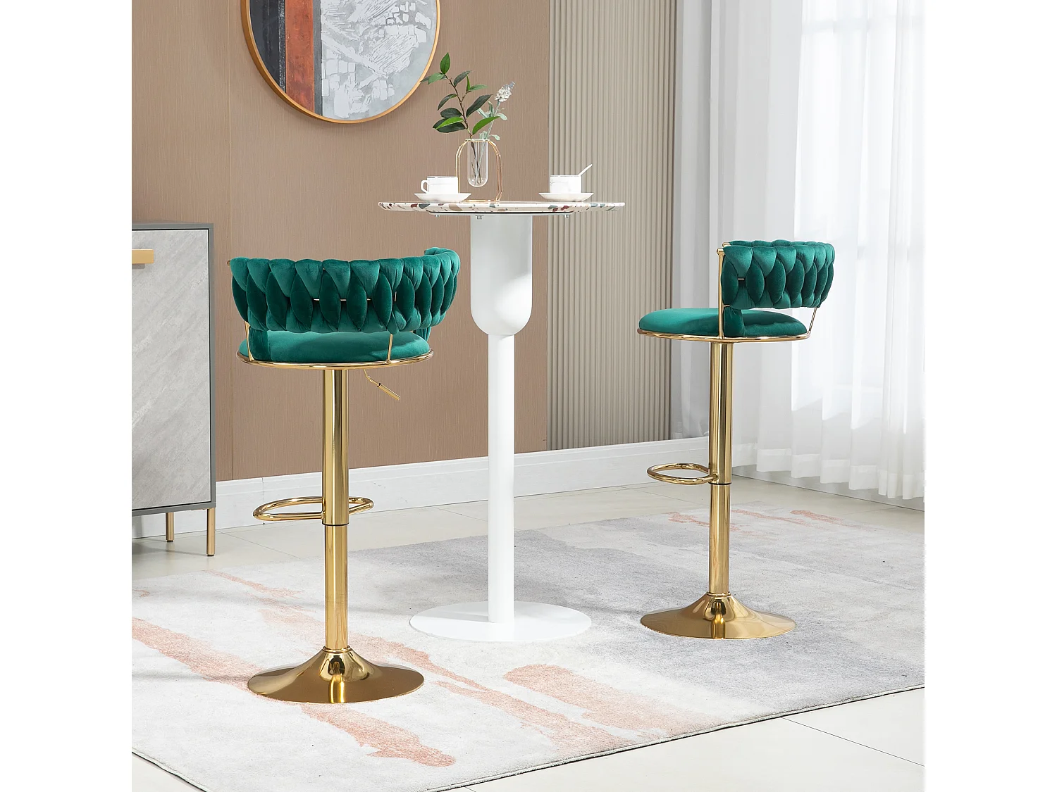 Set van 2 draaibare barkrukken met verstelbare voetensteun voor keuken