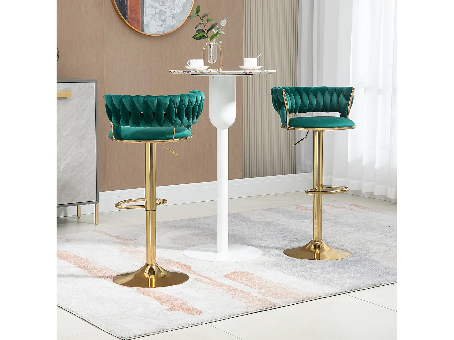 Set van 2 draaibare barkrukken met verstelbare voetensteun voor keuken