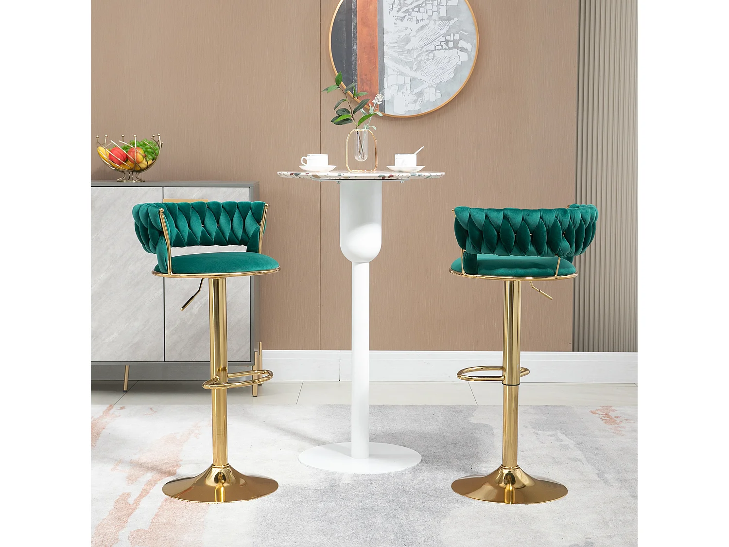 Set van 2 draaibare barkrukken met verstelbare voetensteun voor keuken