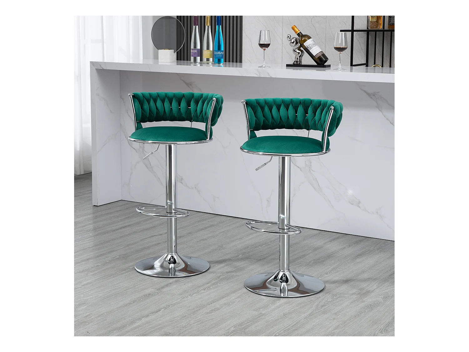 Chaises pivotantes de bar, lot de 2, chaises réglables en hauteur