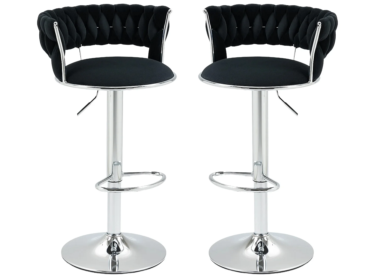 Lot de 2 tabourets de bar pivotants réglables en hauteur avec repose-pieds