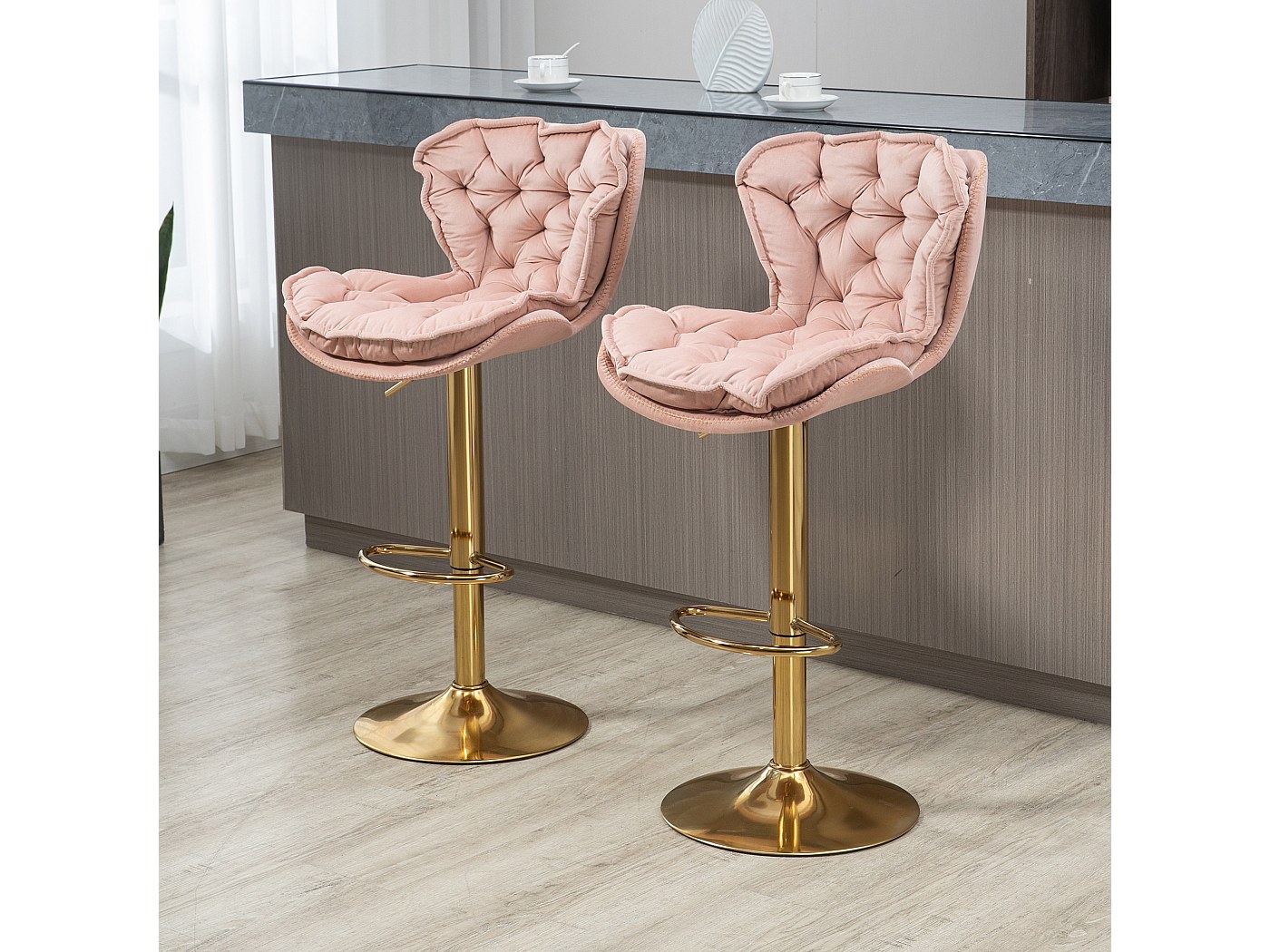 GYMAX Set di 2/4 Sgabelli da Bar in Rattan con Struttura in