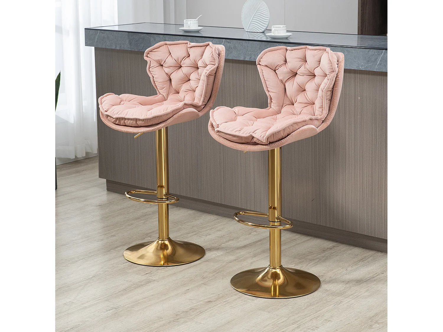 Set van 2 in hoogte verstelbare draaibarkrukken met voetsteun