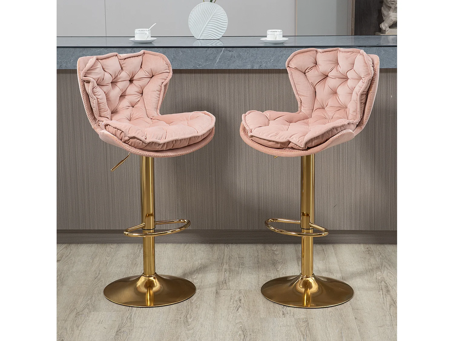 Set van 2 in hoogte verstelbare draaibarkrukken met voetsteun