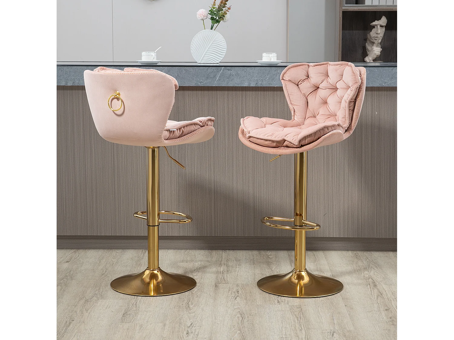 Set van 2 in hoogte verstelbare draaibarkrukken met voetsteun