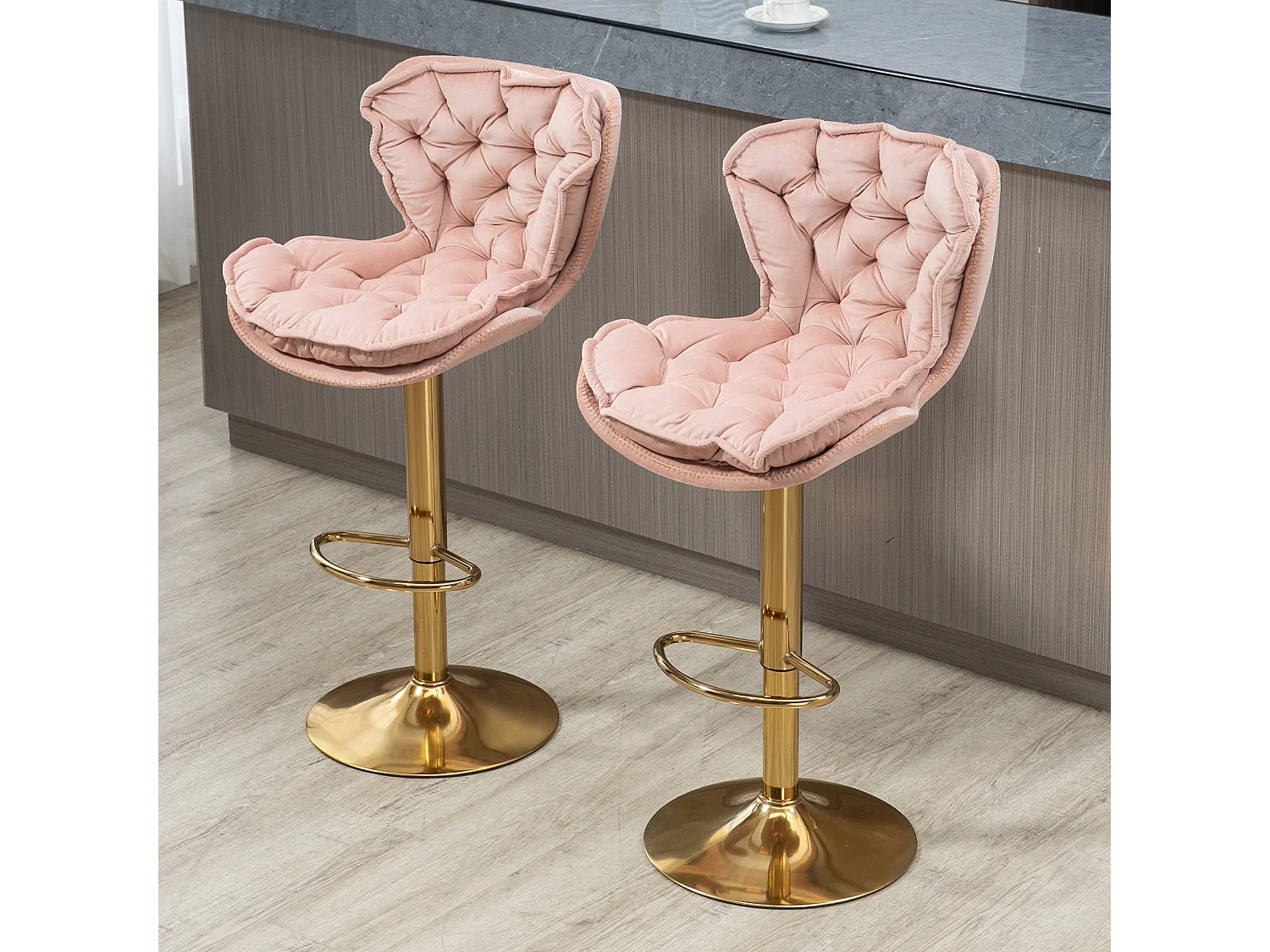 Set van 2 in hoogte verstelbare draaibarkrukken met voetsteun