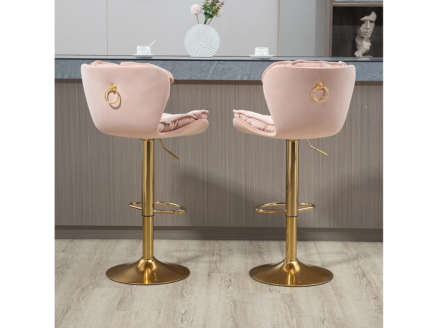 Set van 2 in hoogte verstelbare draaibarkrukken met voetsteun