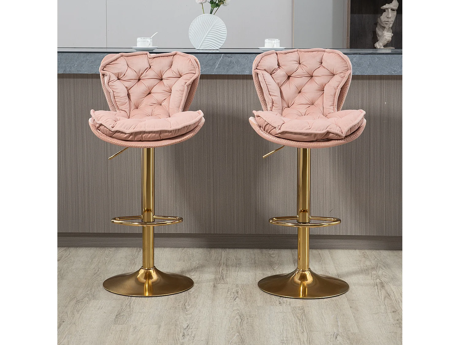 Set van 2 in hoogte verstelbare draaibarkrukken met voetsteun