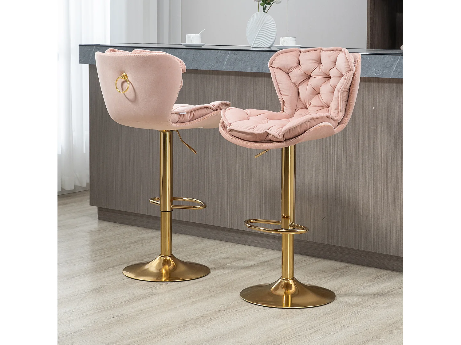 Set van 2 in hoogte verstelbare draaibarkrukken met voetsteun