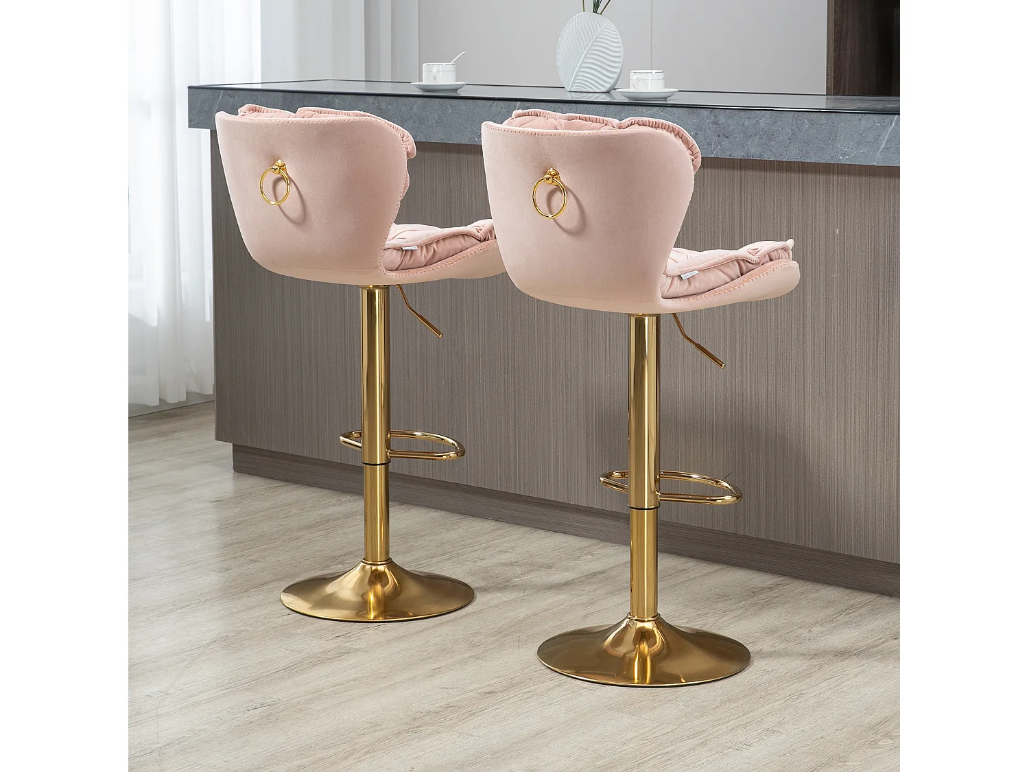 Set van 2 in hoogte verstelbare draaibarkrukken met voetsteun