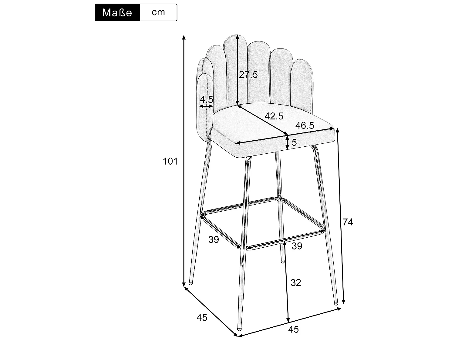 Chaises de bar en velours, lot de 2, couleur bleu tiffany