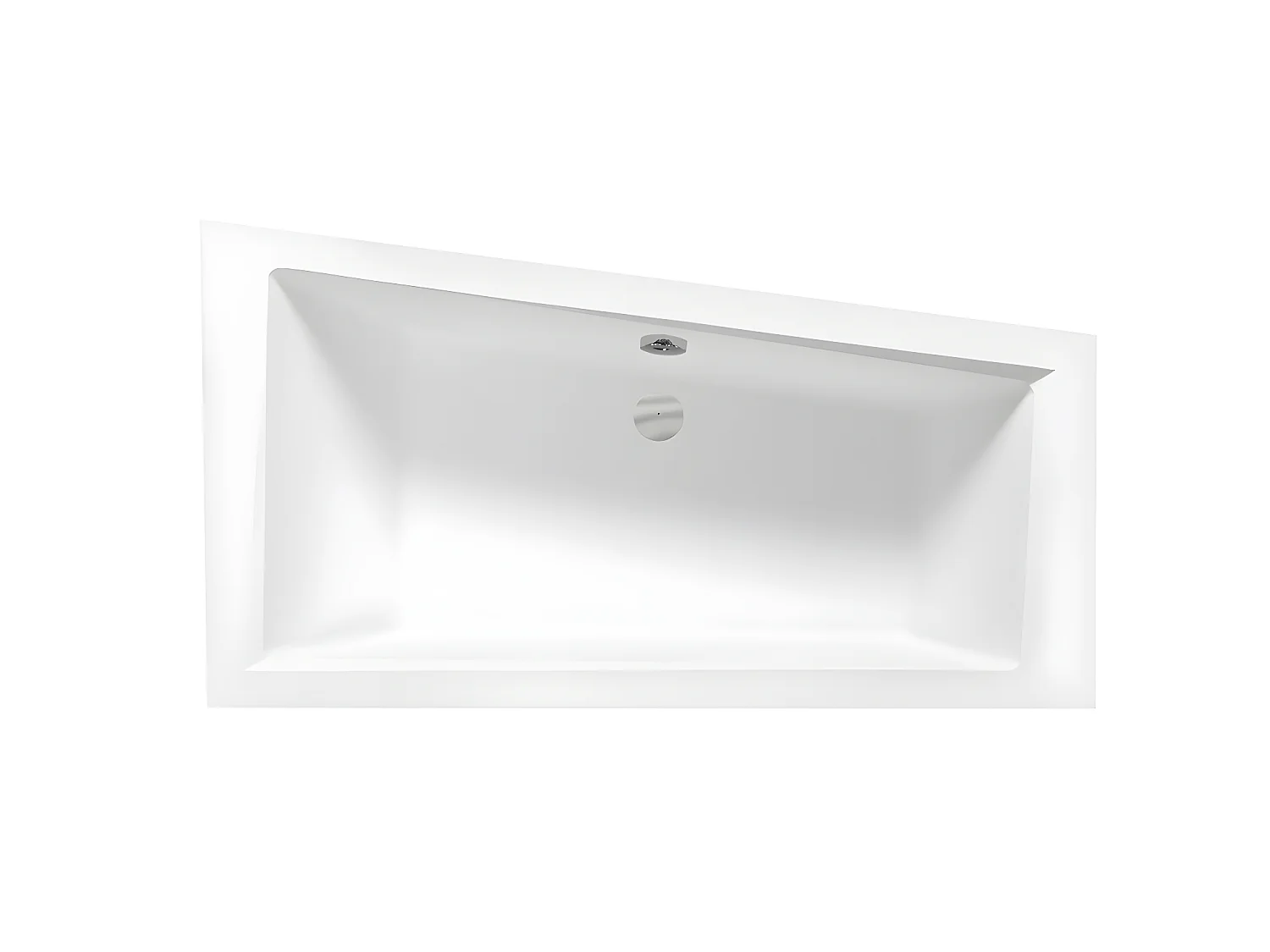 Baignoire asymétrique + tablier blanc + repose tête - INTIMA - 160 x 90 cm - Gauche