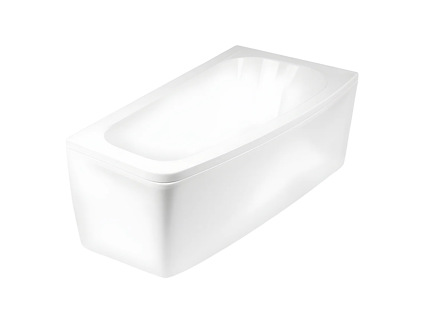 Baignoire asymétrique  + tablier blanc + repose tête - LUNA - 150 x 80 cm - Gauche