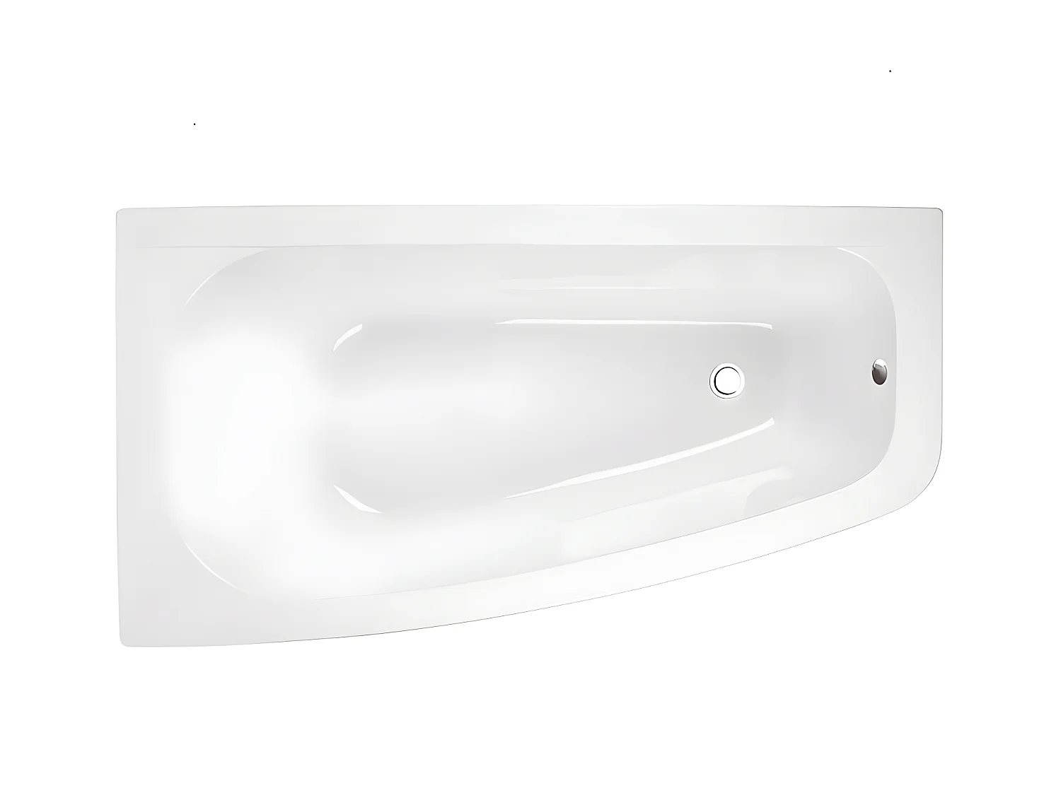 Baignoire asymétrique  + tablier blanc + repose tête - LUNA - 150 x 80 cm - Gauche