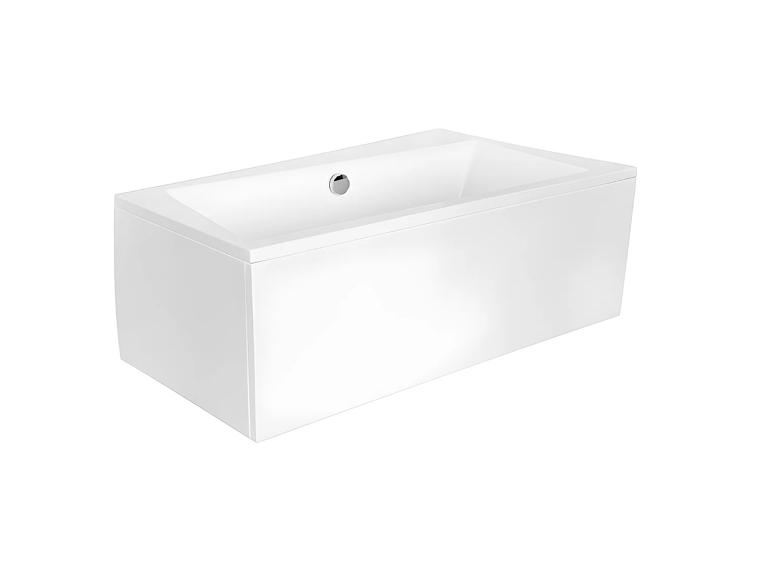 Baignoire asymétrique  + tablier blanc + repose tête - INFINITY - 150 x 90 cm - Droite