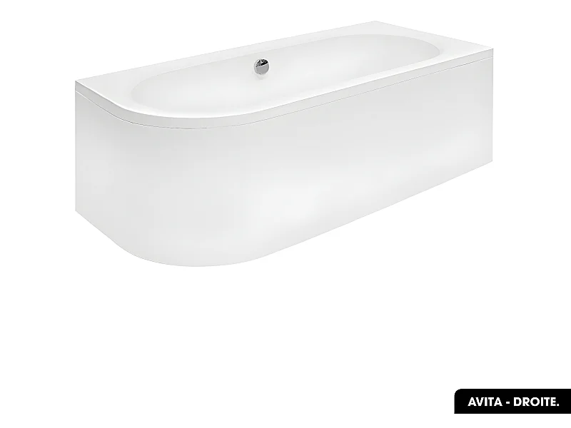 Baignoire d'angle - avec tablier blanc et repose tête offert | AVITA | 160 x 75 cm - Droite