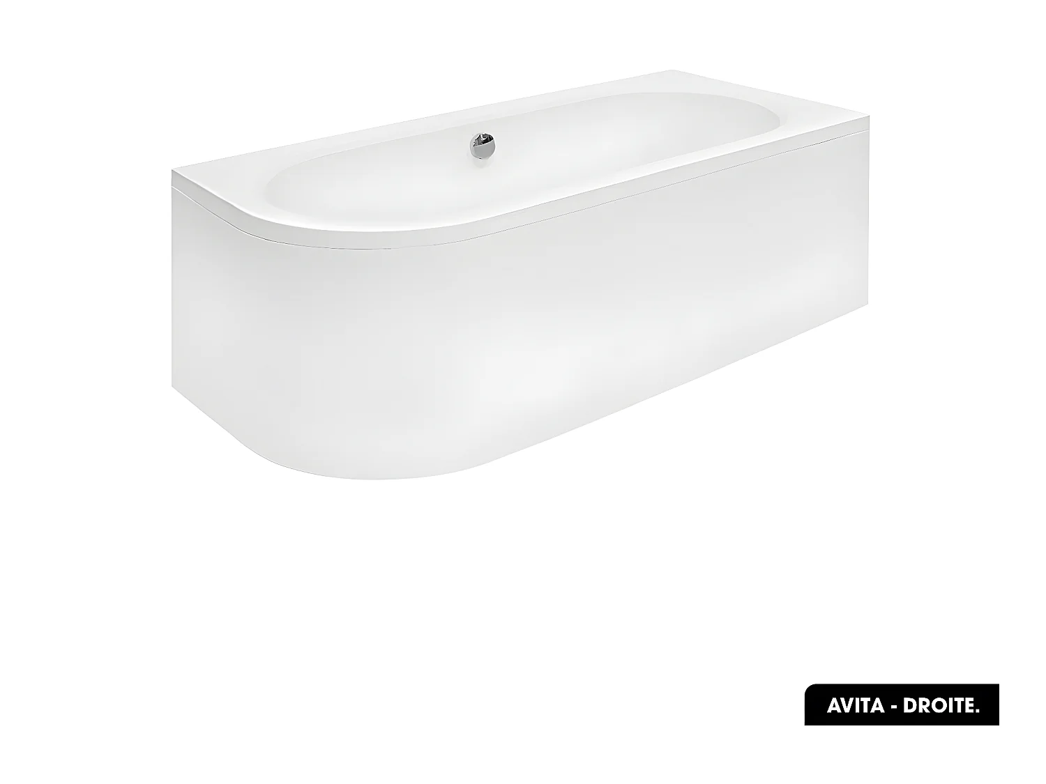Baignoire d'angle - avec tablier blanc et repose tête offert | AVITA | 160 x 75 cm - Droite