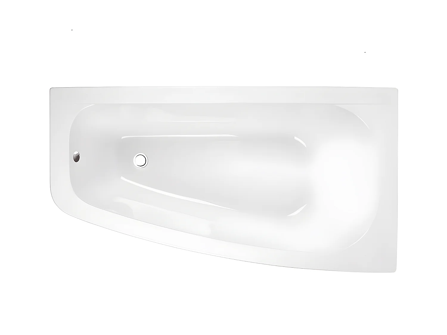 Baignoire asymétrique + tablier blanc + repose tête - LUNA - 150 x 80 cm - Droite