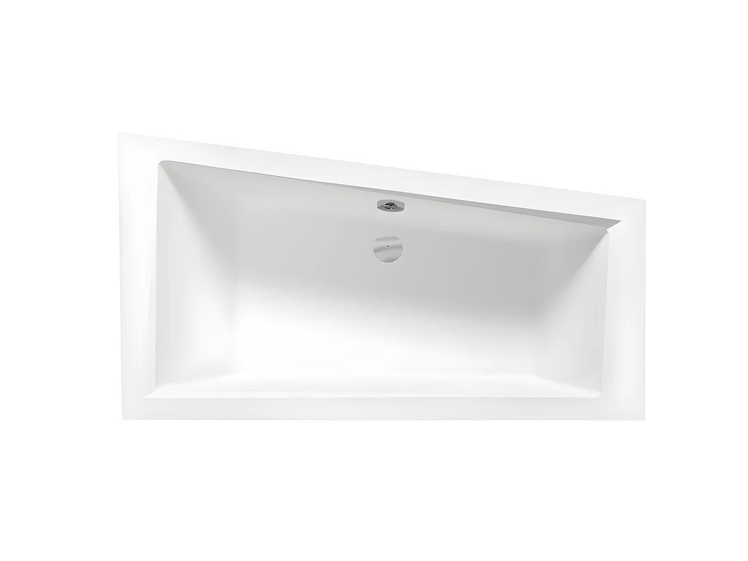 Baignoire asymétrique blanche encastrée + repose tête - INTIMA SLIM - 160 x 90 cm - droite