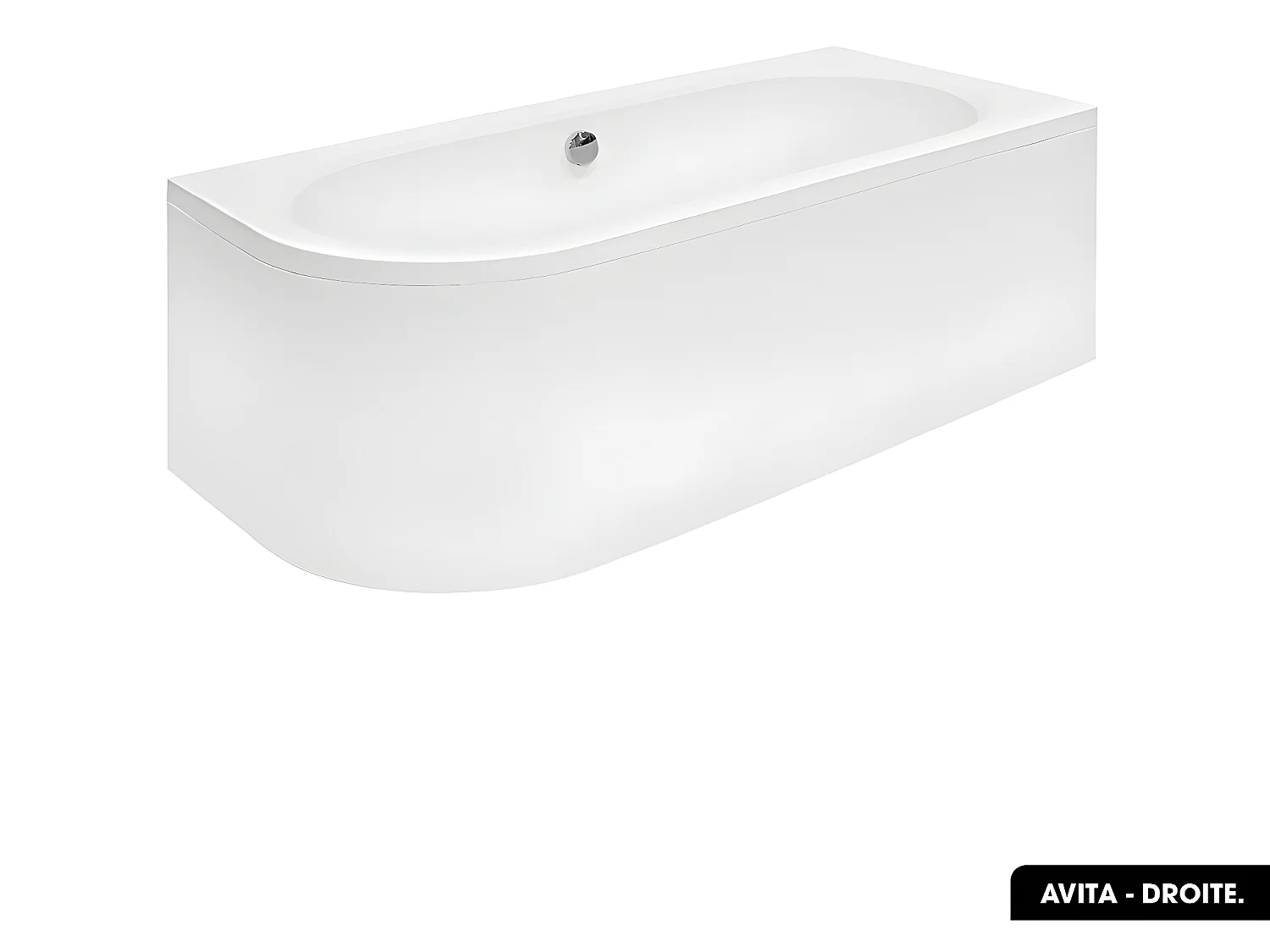 Baignoire d'angle - avec tablier blanc et repose tête offert | AVITA | 180 x 75 cm - Droite
