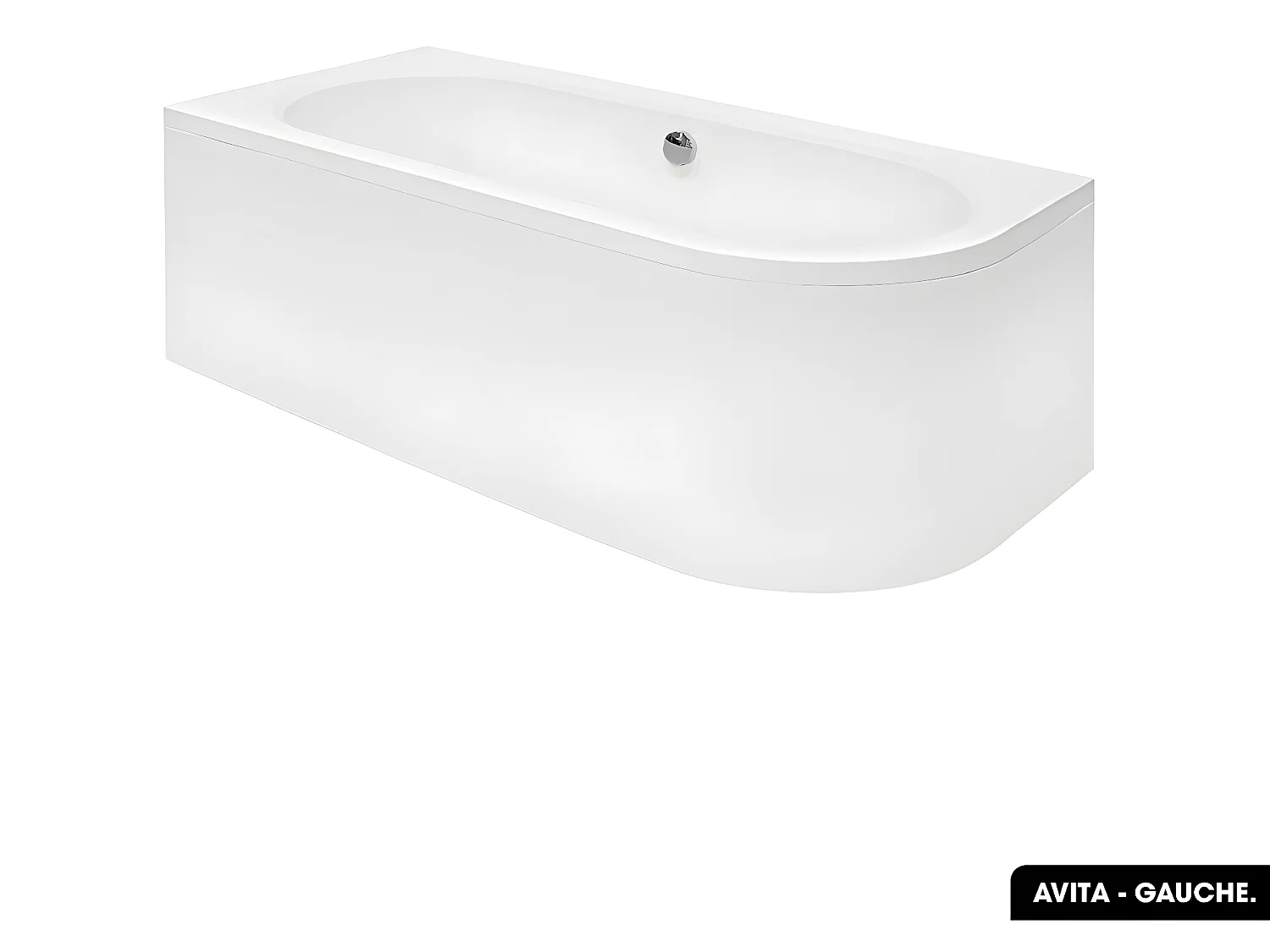 Baignoire d'angle - avec tablier blanc et repose tête offert | AVITA | 150 x 75 cm - Gauche