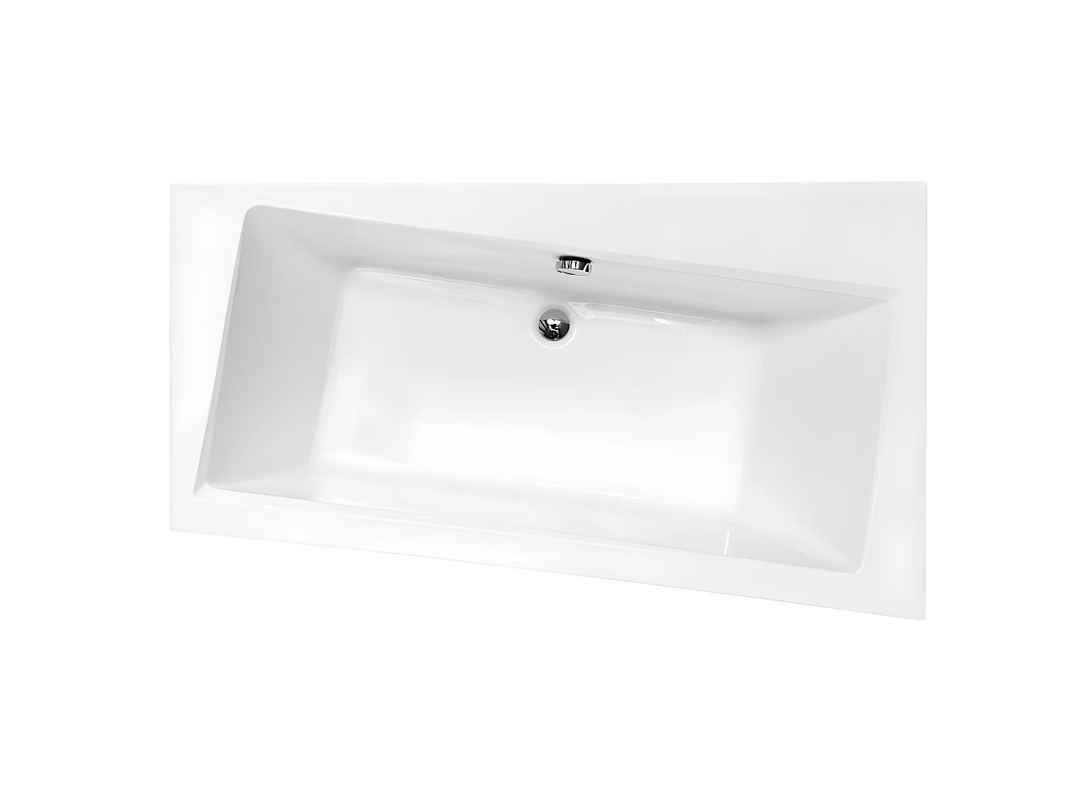 Baignoire asymétrique  + tablier blanc + repose tête - INFINITY - 160 x 100 cm - Droite