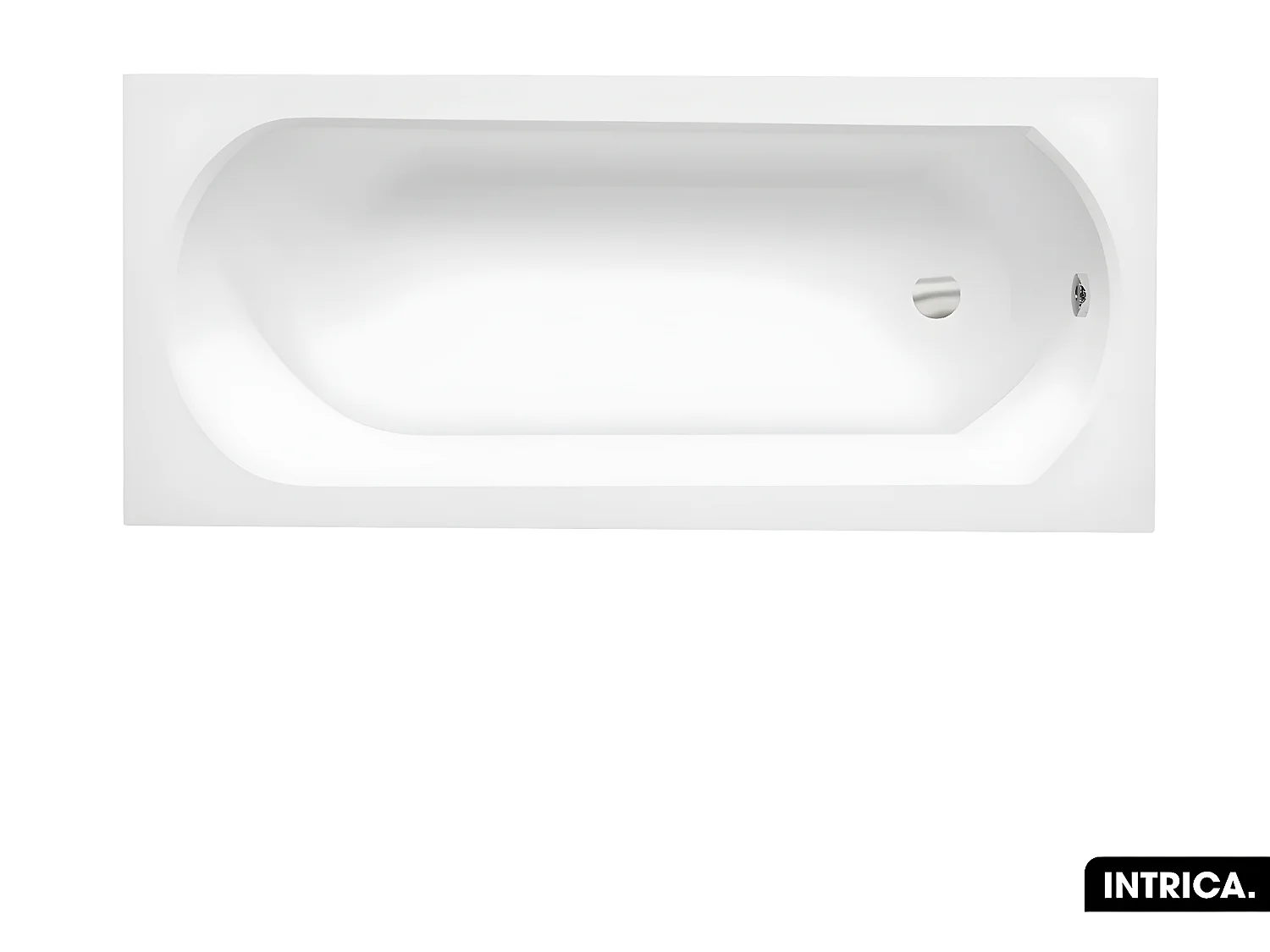 Baignoire rectangulaire - avec Tablier Noir Mat et Repose Tête OFFERT | INTRICA | 150 x75 cm