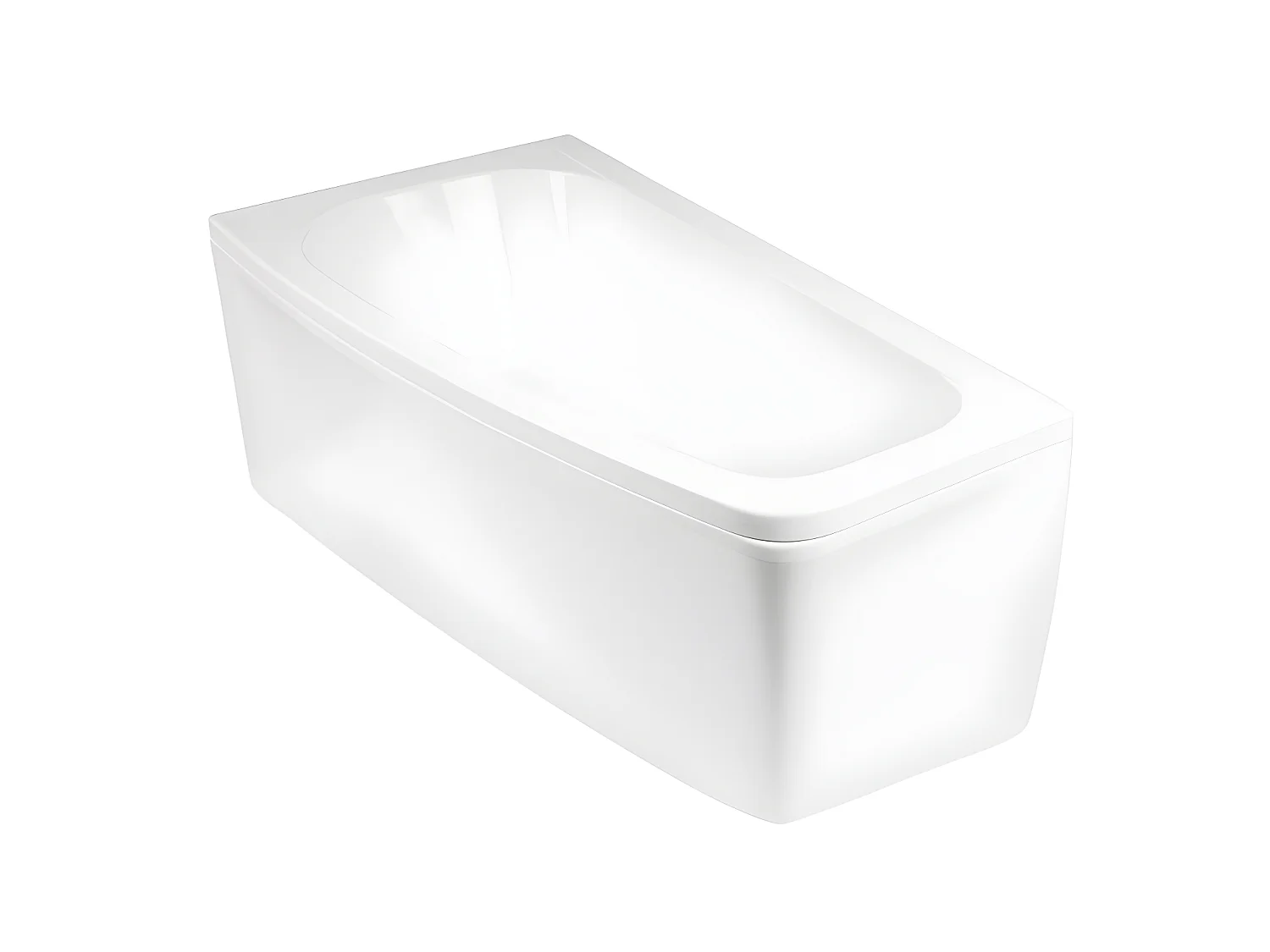 Baignoire asymétrique + tablier noir + repose tête - LUNA - 150 x 80 cm - Droite