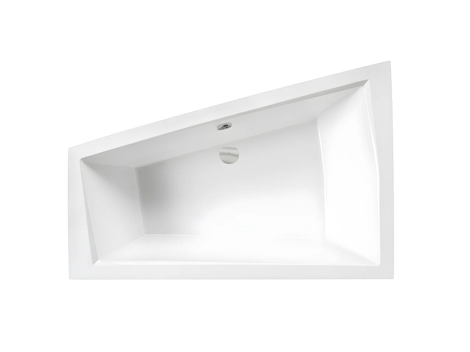 Baignoire asymétrique + tablier blanc + repose tête - INTIMA DUO - 170 x 125 cm - Droite