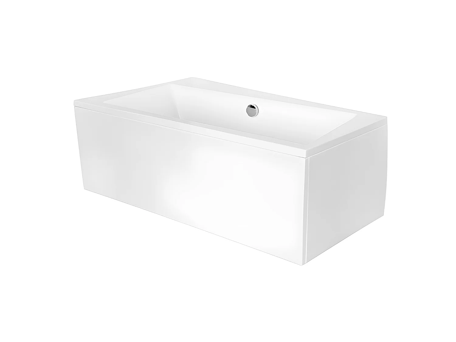 Baignoire asymétrique  + tablier blanc + repose tête - INFINITY - 150 x 90 cm - Gauche