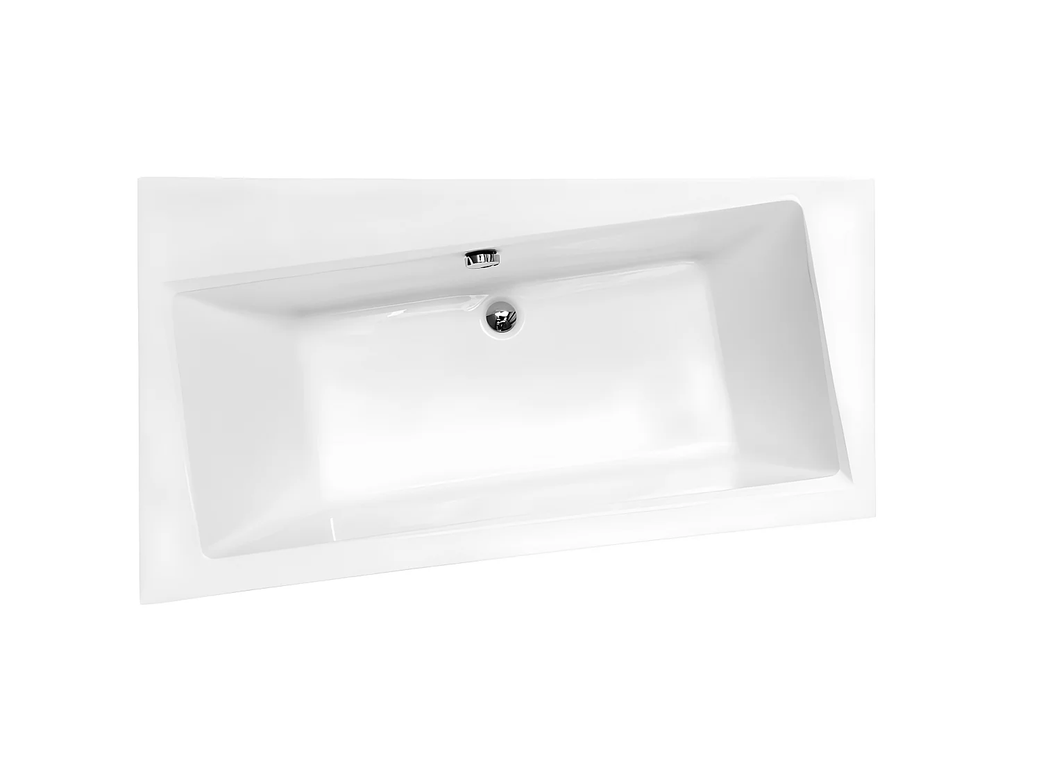 Baignoire asymétrique  + tablier blanc + repose tête - INFINITY - 150 x 90 cm - Gauche