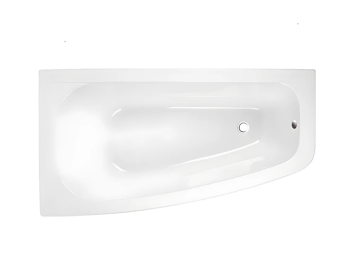 Baignoire asymétrique + tablier noir + repose tête - LUNA - 150 x 80 cm - Gauche