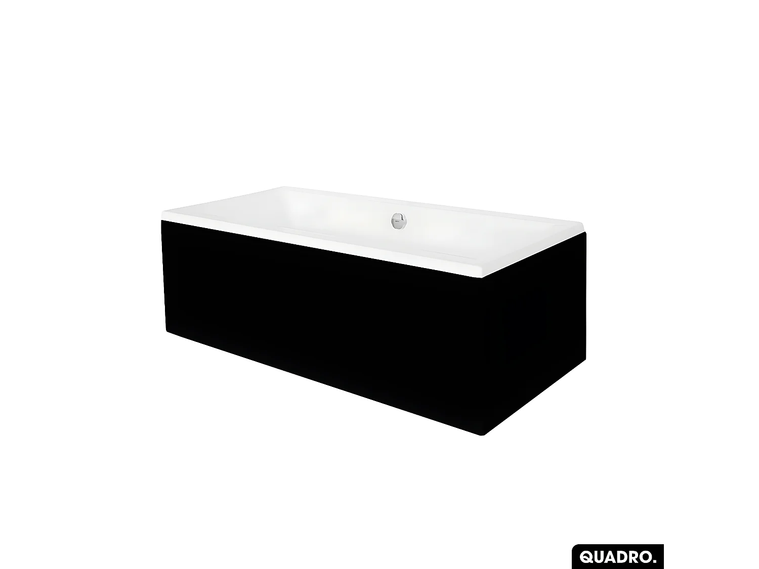 Baignoire rectangulaire - avec Tablier Noir Mat et Repose Tête OFFERT | QUADRO | 155 x 70 cm