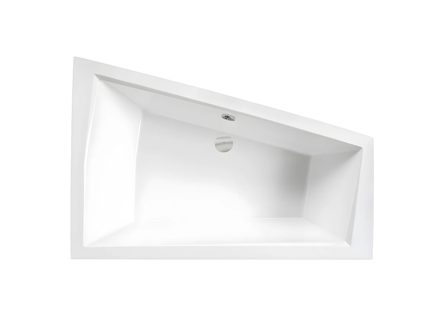 Baignoire asymétrique + tablier blanc + repose tête - INTIMA DUO - 170 x 125 cm - Gauche