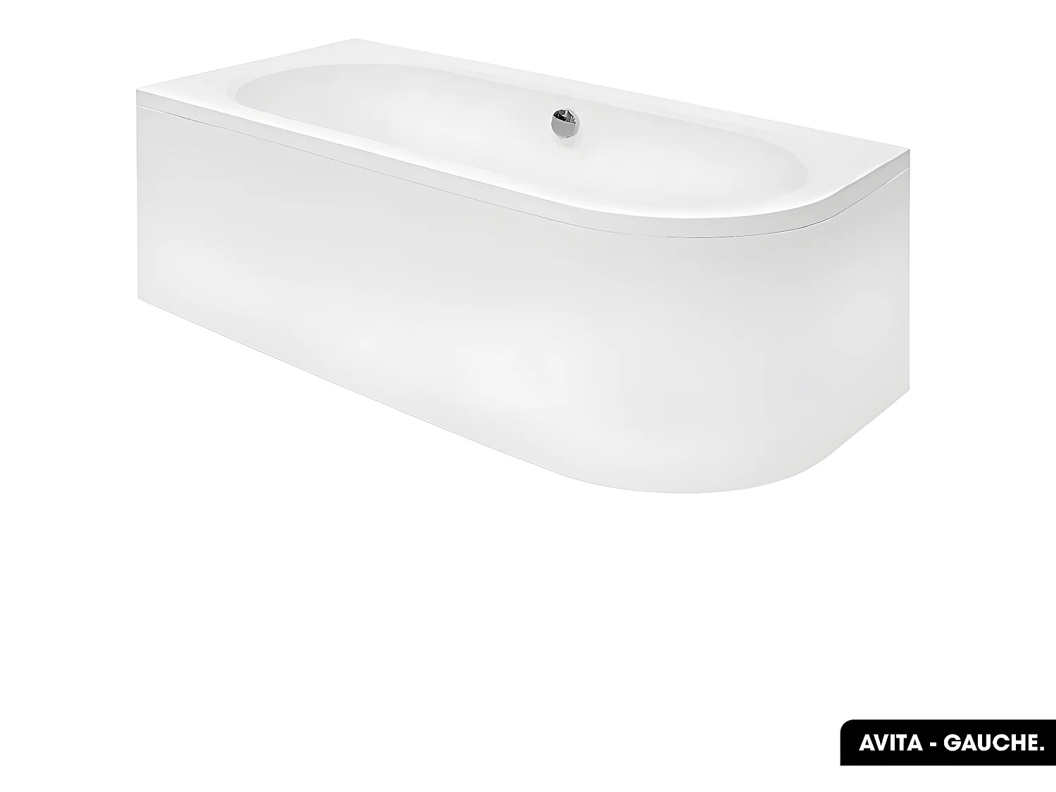 Baignoire d'angle - avec tablier blanc et repose tête offert | AVITA | 170 x 75 cm - Gauche
