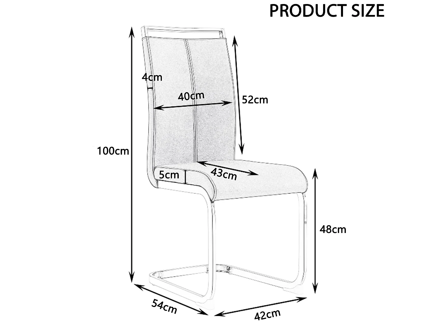 Chaise freischwinger en métal chromé, set de 4, capacité de charge jusqu'à 120 kg, blanc