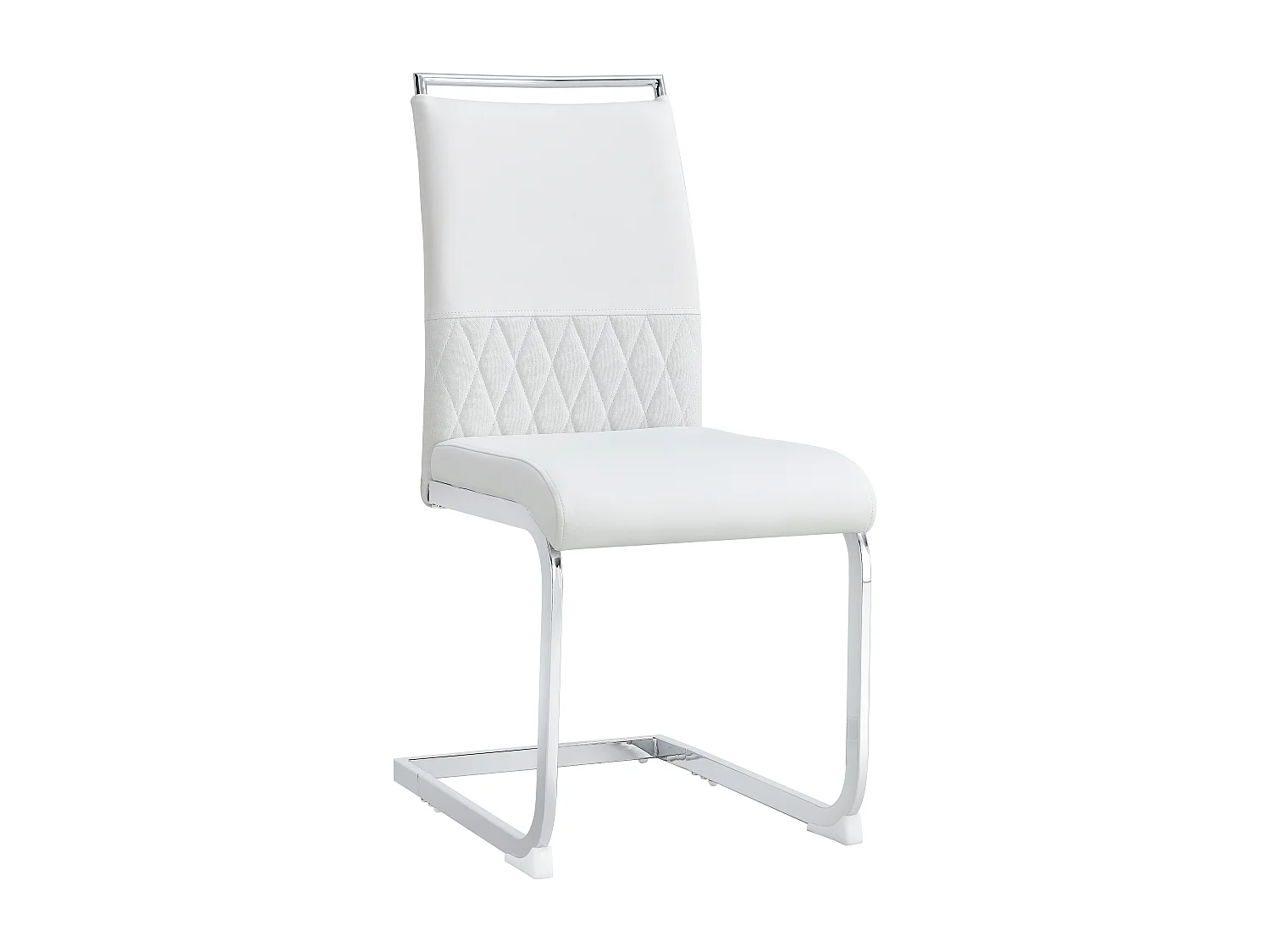 Moderner Stuhl mit hoher Rückenlehne, PU-Leder und Leinen, bequemer Sitz, Esszimmer, Küche, weiß, 4er-Set