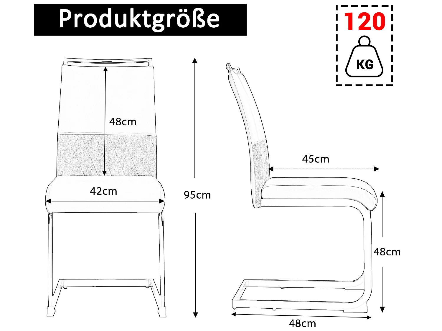 Moderne Esszimmerstühle im 6er-Set, Weiß