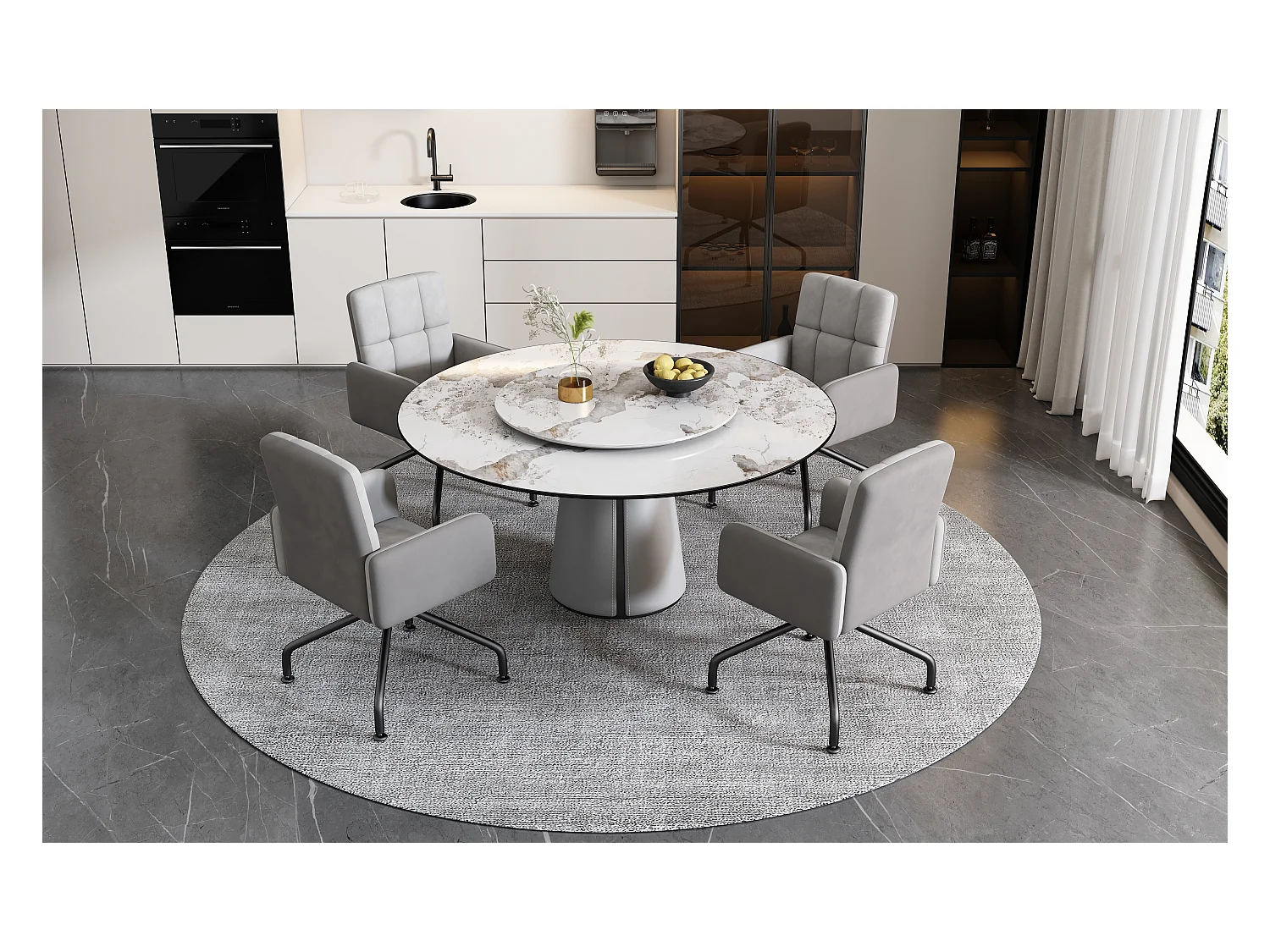 Ensemble de 4 chaises de salle à manger en velours avec cadre carré - gris