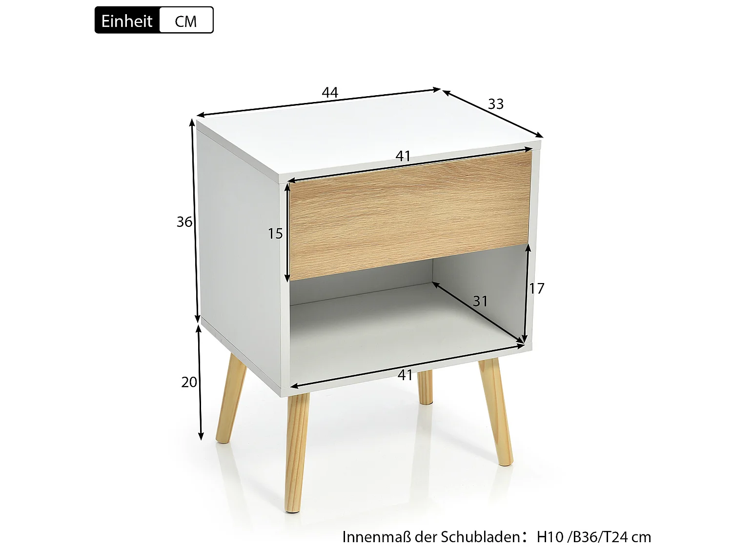 Ensemble de 2 tables de chevet en bois avec tiroirs