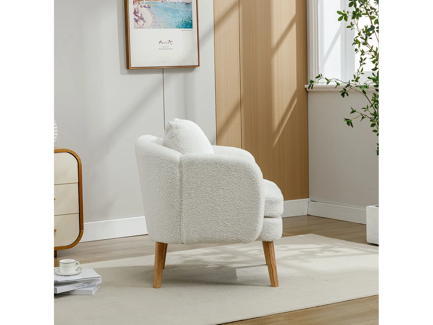 Moderne en stijlvolle teddy corduroy stoel, vrijetijdsfauteuil