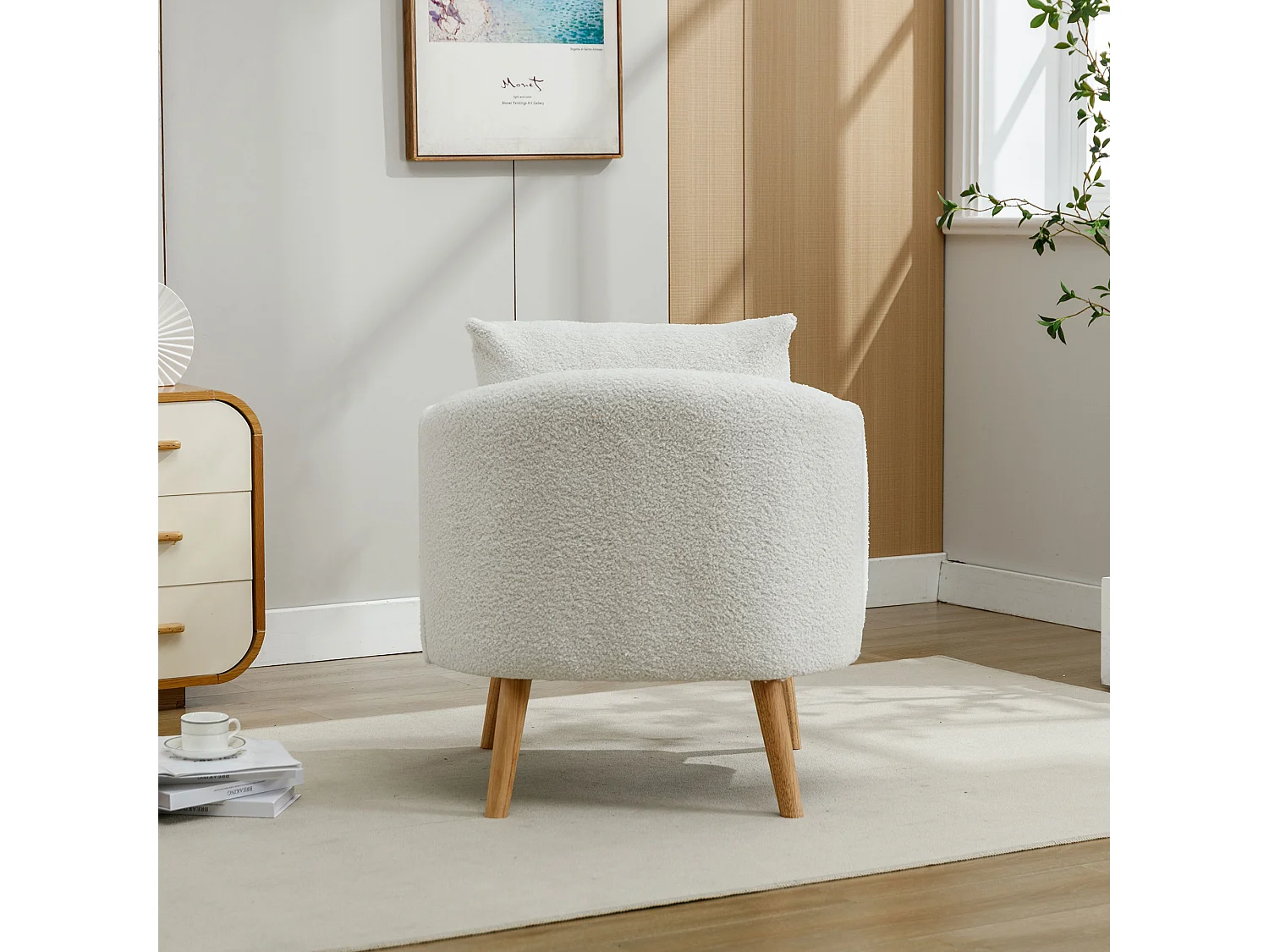 Moderne en stijlvolle teddy corduroy stoel, vrijetijdsfauteuil