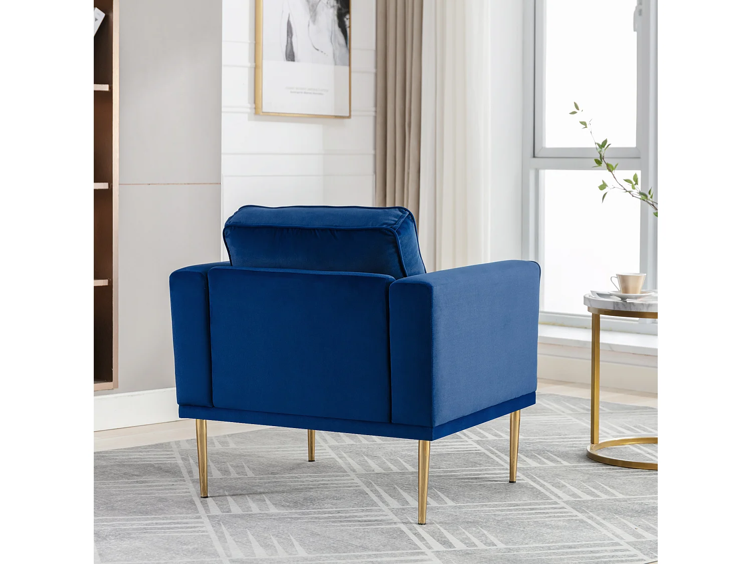 Moderne en eenvoudige fluwelen stoel met kussen, casual fauteuil