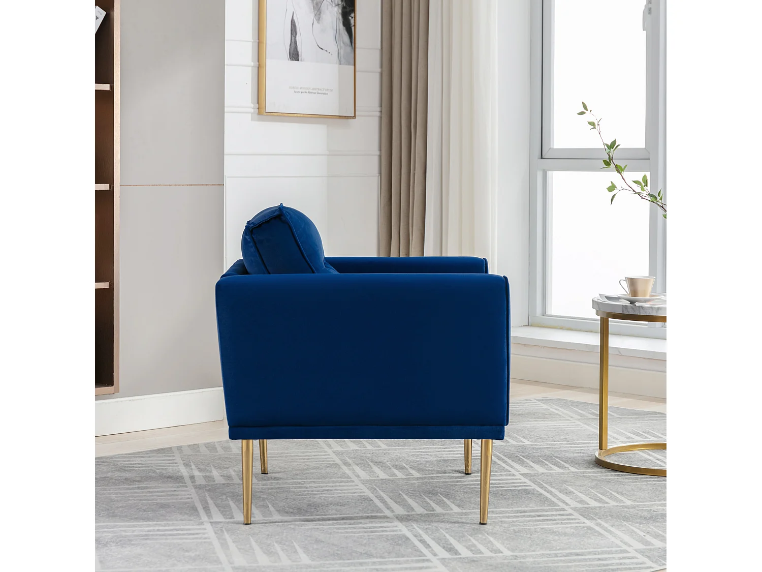 Moderne en eenvoudige fluwelen stoel met kussen, casual fauteuil