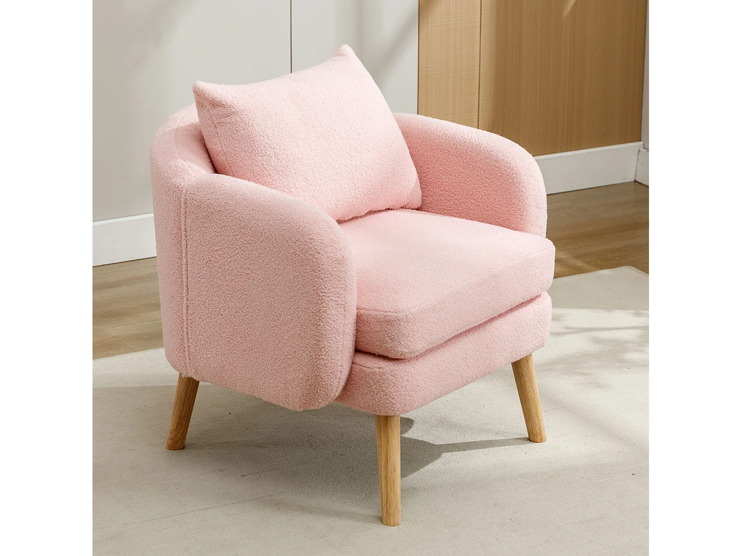 Chaise moderne en velours côtelé teddy, fauteuil de loisirs