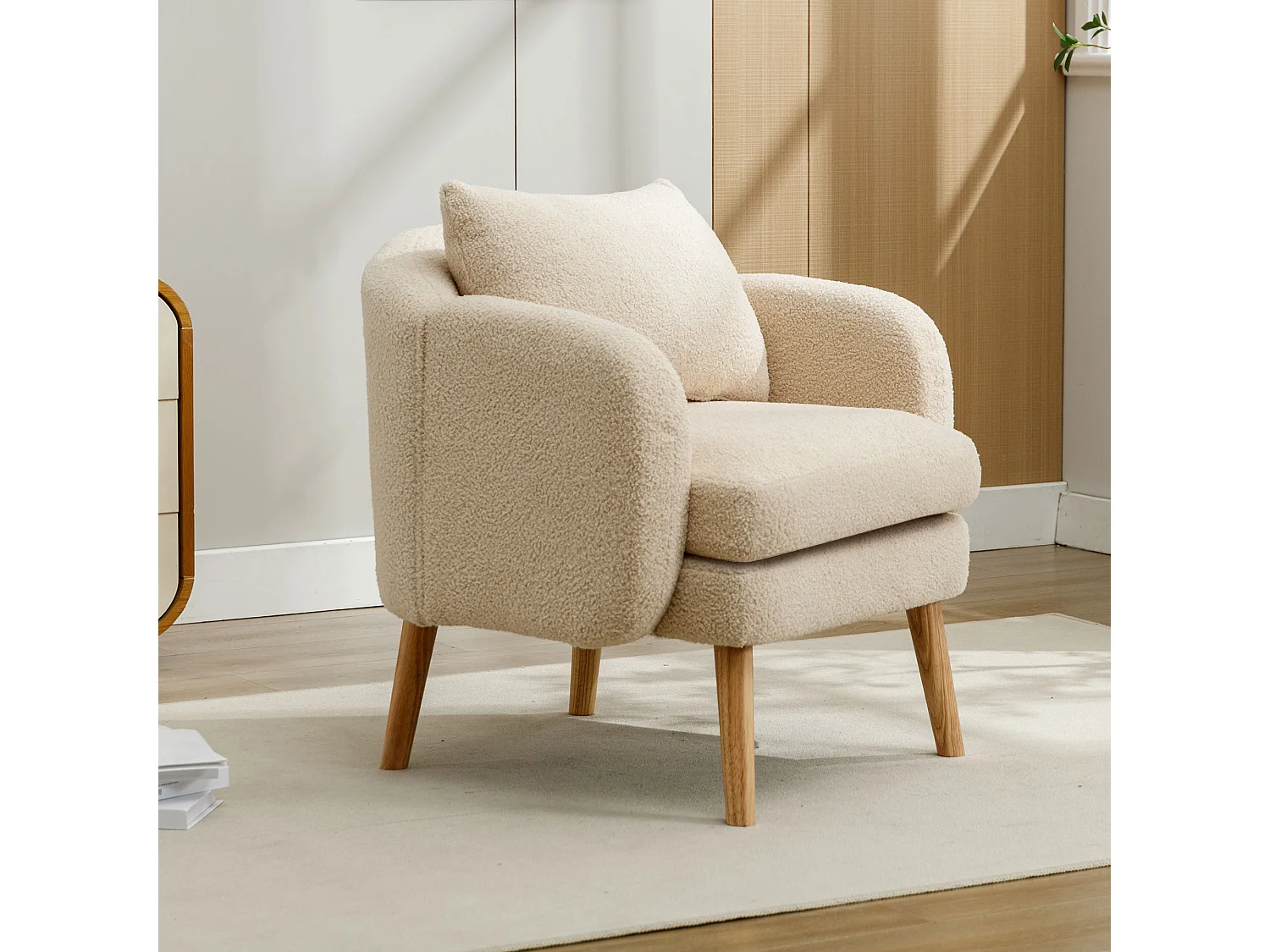 Chaise moderne en velours côtelé, fauteuil de loisirs avec coussin