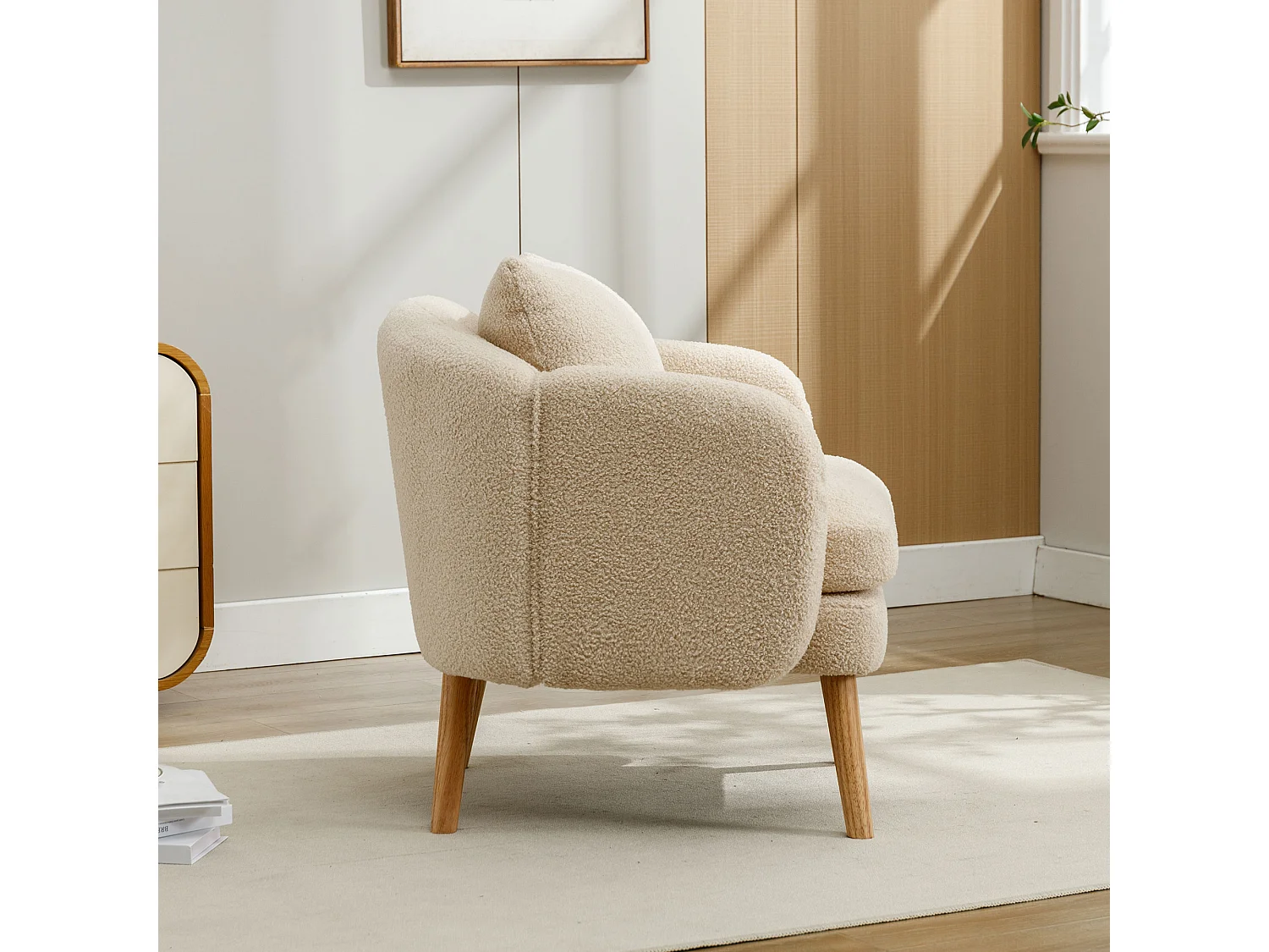 Chaise moderne en velours côtelé, fauteuil de loisirs avec coussin