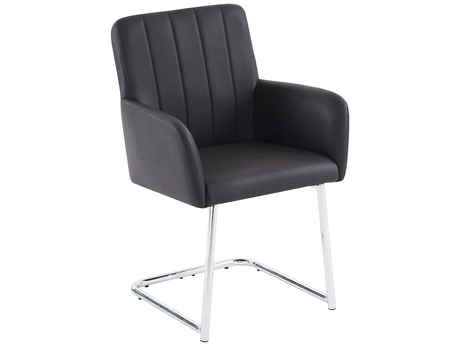 4 verticale gestreepte eetkamerstoelen, zwart gestoffeerde stoel