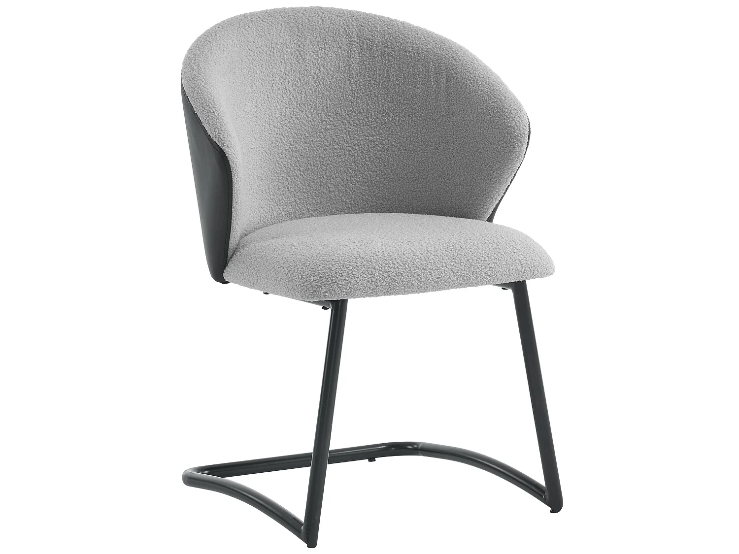 Chaise en velours teddy, lot de 6, gris